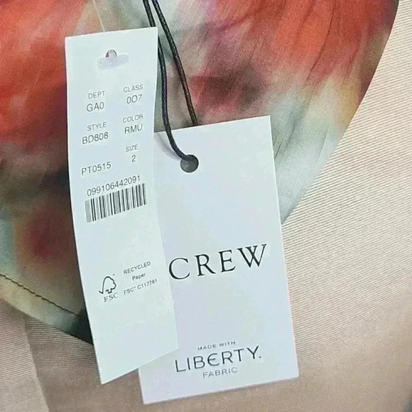J. Crew Floral Women's Blouse Made With Liberty Fabric Balloon Sleeves Size2 NWT - Picture 10 of 11